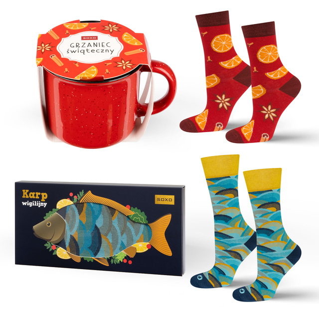Set of 1x Slippers for Mom SOXO in a gift box and 1x SOXO Women's Socks with inscription