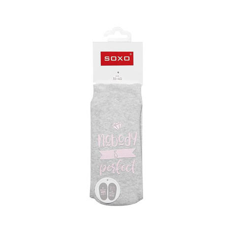 Gray long women's SOXO socks with inscriptions funny terry gift