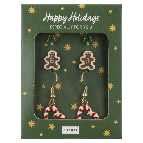 Earrings SOXO | set of Christmas tree earrings | Cookie Ludek | Christmas canes | gift idea for her | Christmas