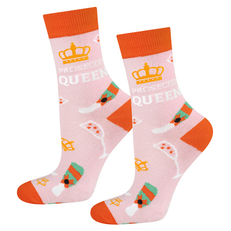 Set of 2x Colorful SOXO women's socks Prosecco and chocolate