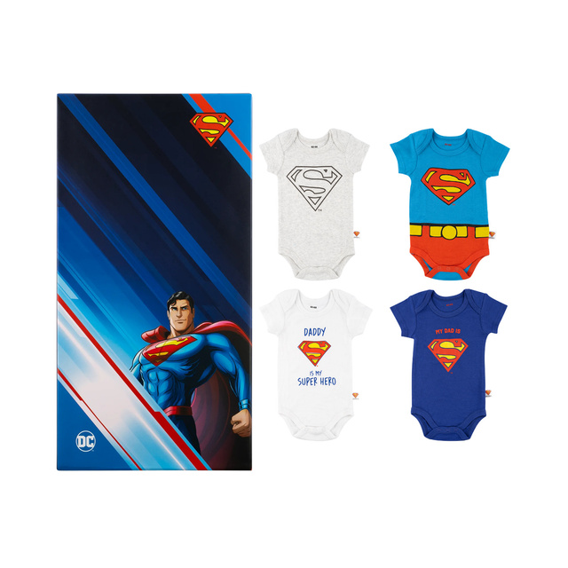 Set of 4x Warner Bros Superman baby bodysuits
