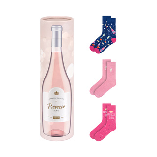 Set of 3x SOXO Prosecco women's socks in a tube | gift perfect for her