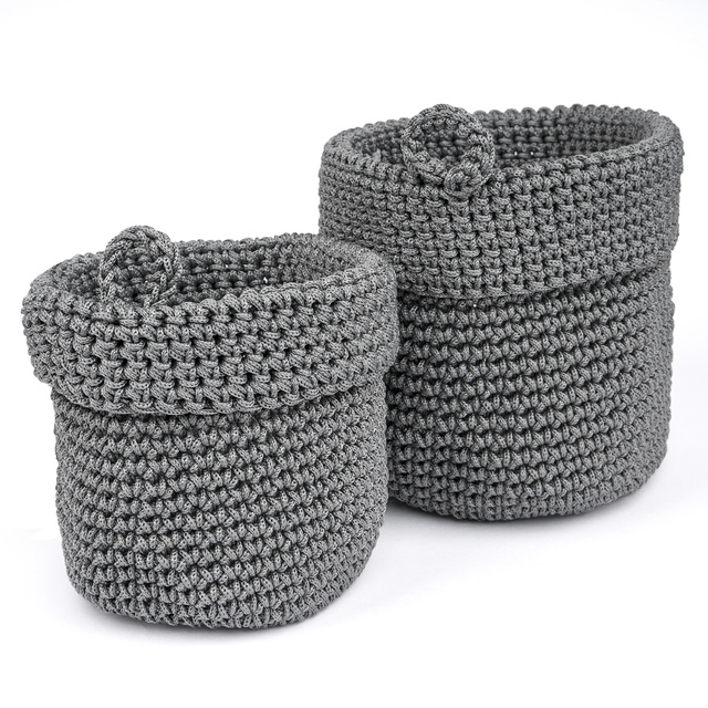 Set of 2x Momo Way bathroom basket grey 14cm and 17cm