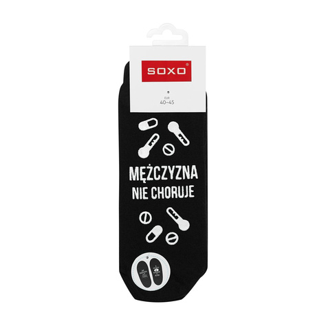 SOXO Men's socks with text  "mężczyzna walczy o życie"