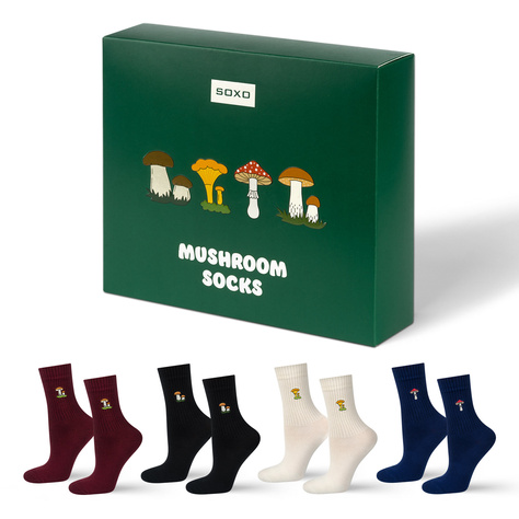 Set of 4x SOXO women's socks mushrooms in a pack premium edition