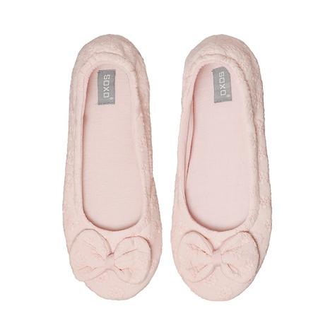 Pink SOXO women's ballerina slippers with a bow