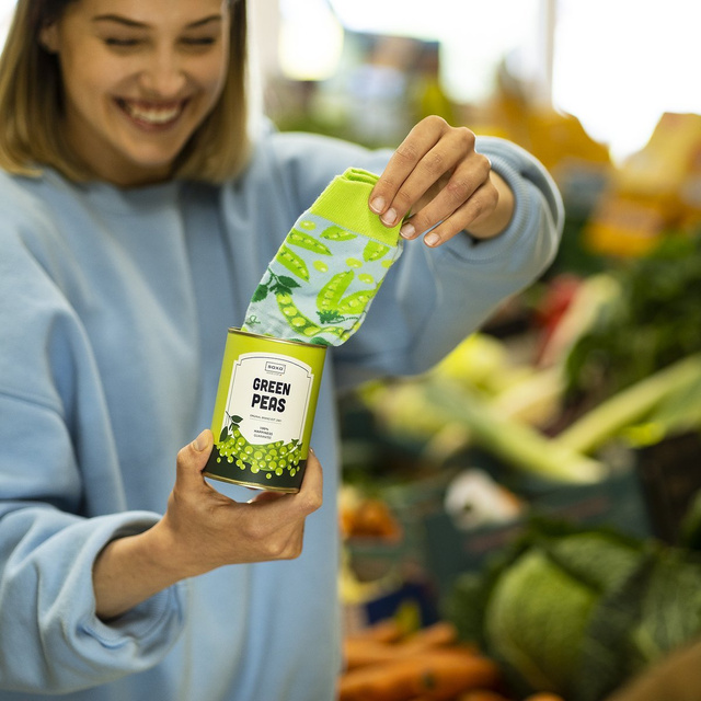 Green Peas Socks in a Can