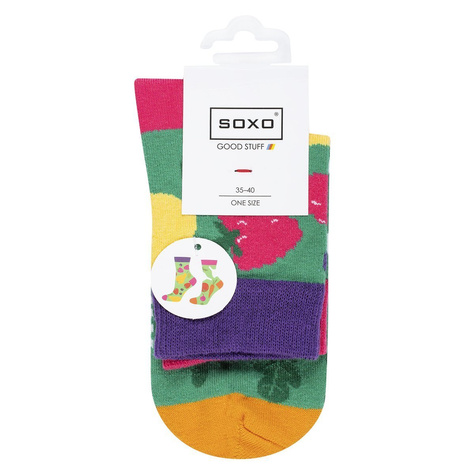 Colorful SOXO women's socks mismatched, funny with vegetables