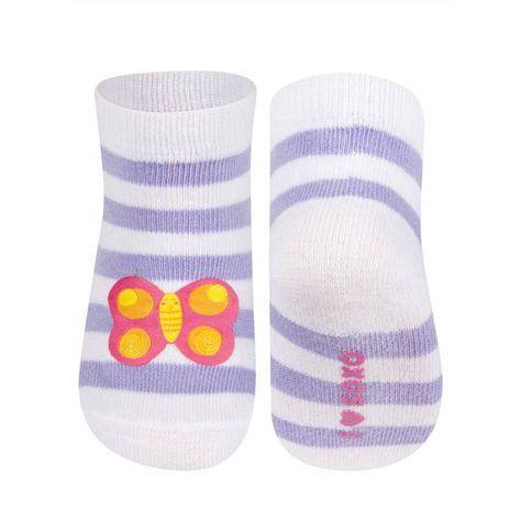 Colorful SOXO baby socks with a butterfly