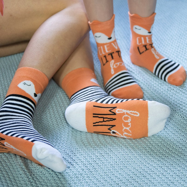 A set of SOXO socks for mother and child cotton fox