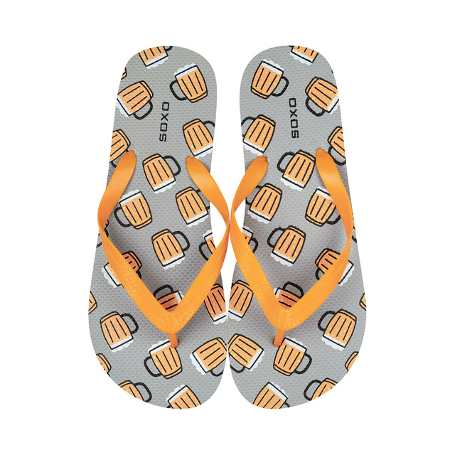 Comfort Women's and Men's Beach Flip-flops SOXO | Happy & Colorful Beer | Perfect for Beach Holidays and Swimming Pool