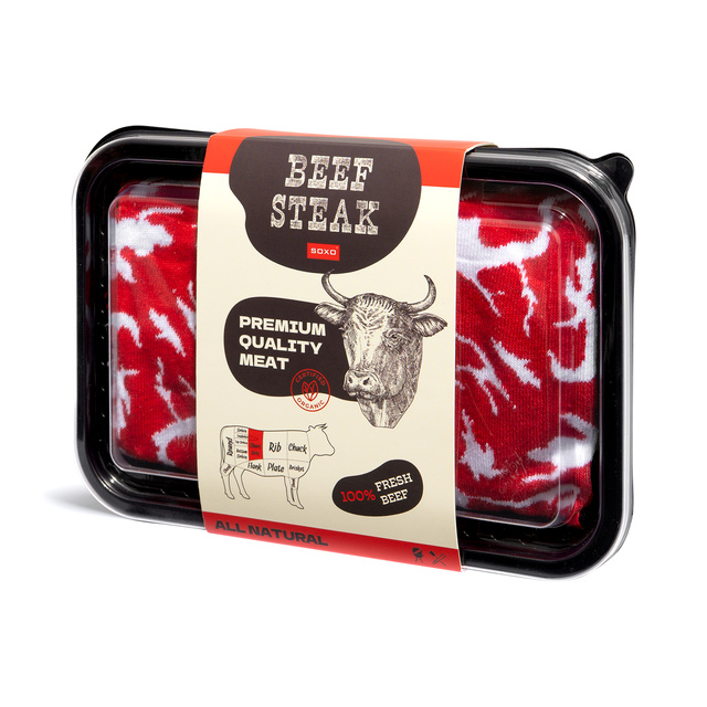 Set of Steak Socks and Hamburger Socks in a box