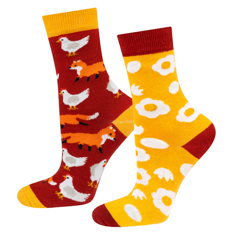 Set in a box 6x Colorful SOXO women's socks pizza