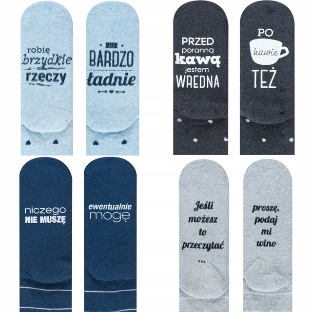 Set of 4x Colorful SOXO women's long socks with funny Polish inscriptions for a gift