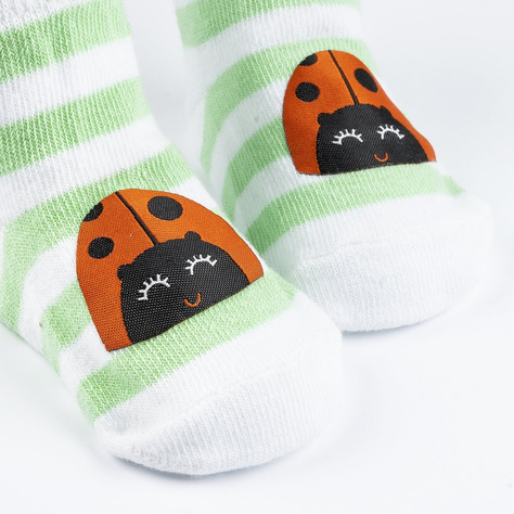 Set of 6 x SOXO striped baby socks with colorful animals