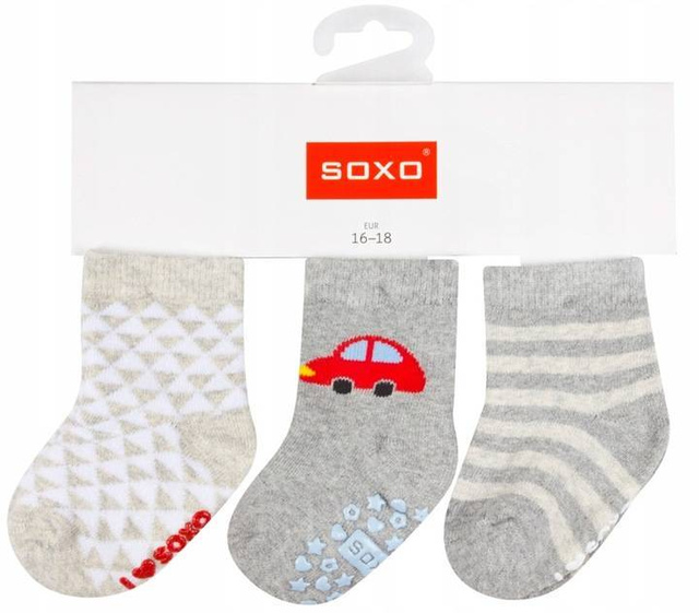 Set of 3x SOXO baby socks terry cloth