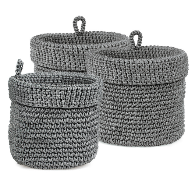 Set of 3x Momo Way bathroom basket grey 14cm and 2x 17cm