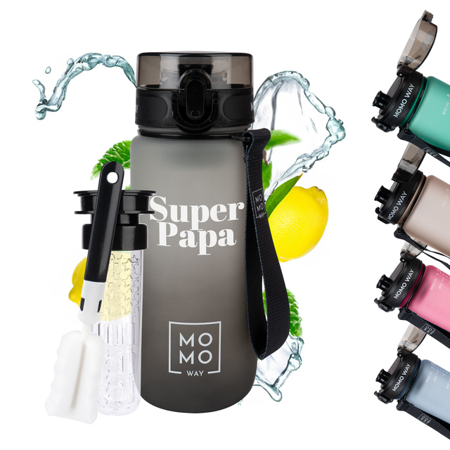 OUTLET Butelka na wodę 600 ml MOMO WAY szara | Super Papa