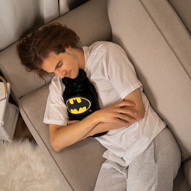Black hot water bottle SOXO heater in a plush cover BATMAN gift idea BIG 1.8l