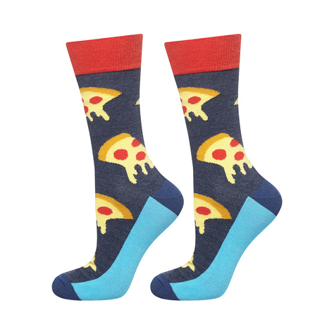 Men's colorful SOXO GOOD STUFF socks funny pizza