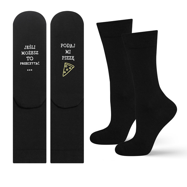 Black SOXO long men's socks with cotton inscriptions gift