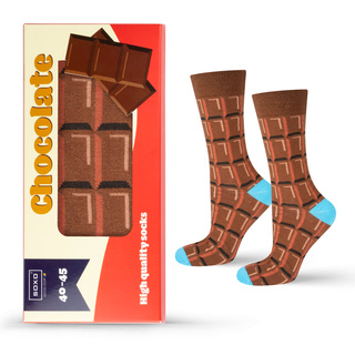 Colorful men's socks SOXO GOOD STUFF a bar of chocolate
