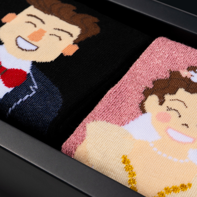 Set of 2x men's women's socks husband and wife in packaging