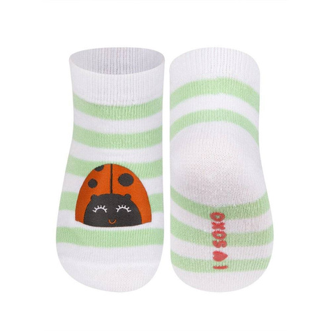 Set of 6 x SOXO striped baby socks with colorful animals