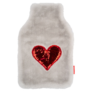 Hot water bottle heart SOXO gray 1.8 L