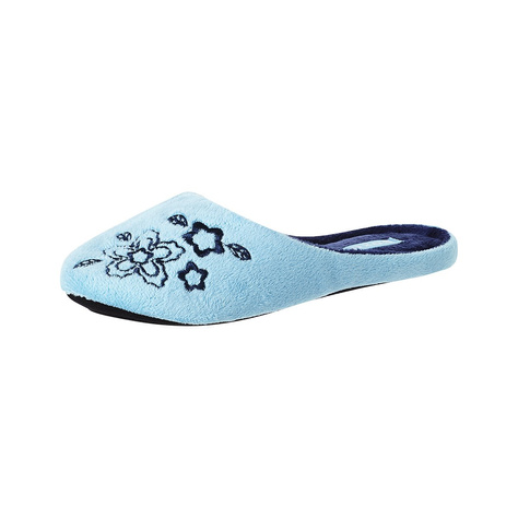 Blue women's slippers with embroidery SOXO with a hard TPR sole