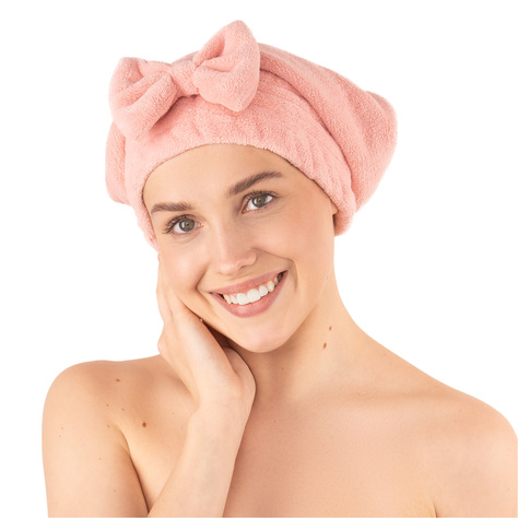 MOMO WAY pink bath turban with bow | towel 