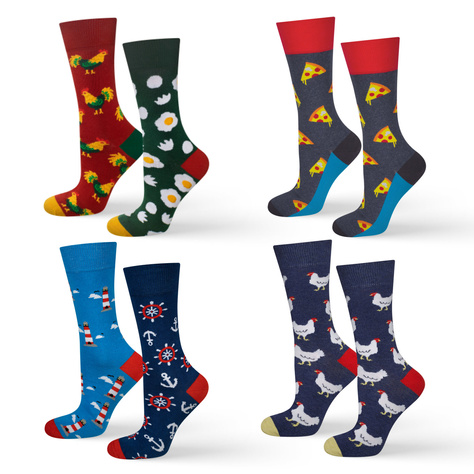 SOXO men's colorful socks hen | pizza | lantern | egg - 4 pairs 