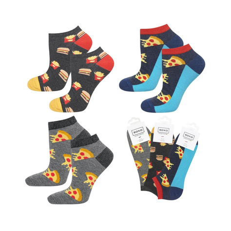 Set of 3x Colorful men's socks SOXO GOOD STUFF cotton pizza