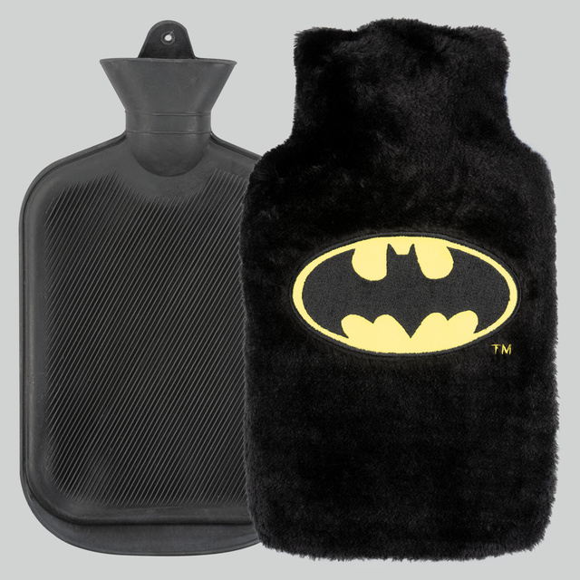Black hot water bottle SOXO heater in a plush cover BATMAN gift idea BIG 1.8l