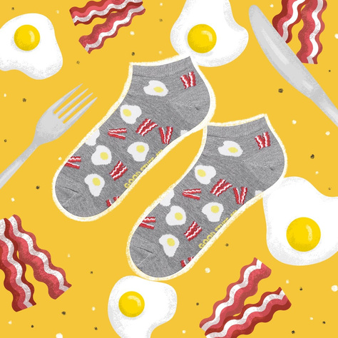 Colorful men's socks SOXO GOOD STUFF funny scrambled eggs with bacon