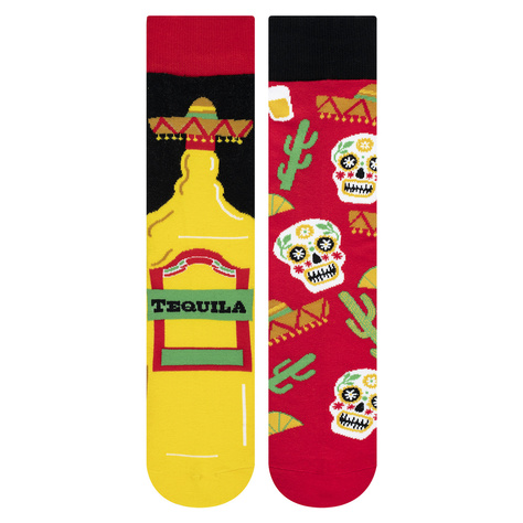 Set of 2x Colorful SOXO GOOD STUFF Socks Tequila in a bottle and beer in a can funny cotton