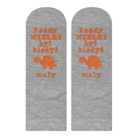 Gray SOXO children's socks with funny Polish inscriptions