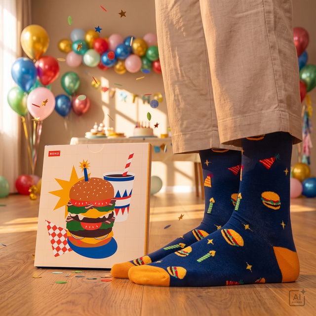 Birthday Socks Burger 2-pack