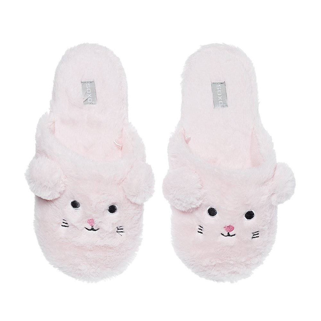 Pink SOXO mouse slippers with a hard TPR sole