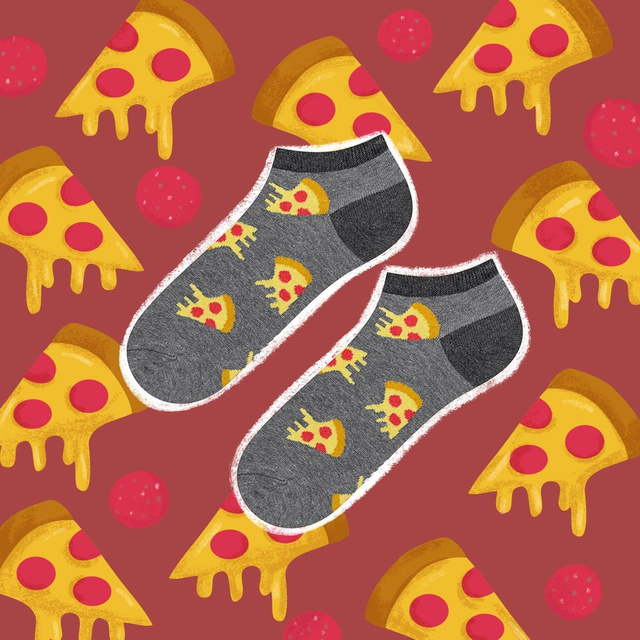 Colorful men's SOXO GOOD STUFF socks funny pizza