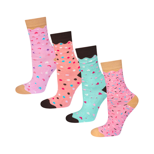Set of 2x Colorful SOXO women's socks Donuts in a box 