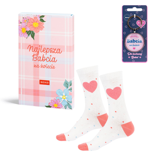Socks Greeting-Card Set “Best Grandma” + Keychain