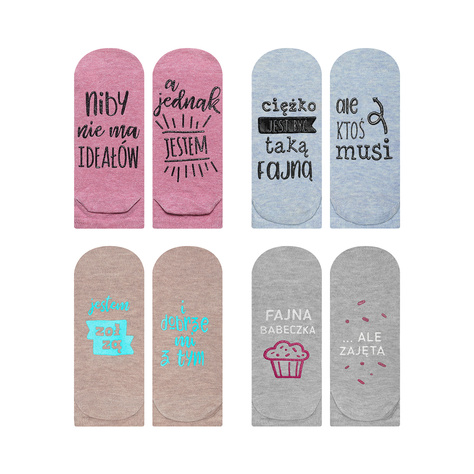 Set of 4x Colorful SOXO women's feet with Polish inscriptions