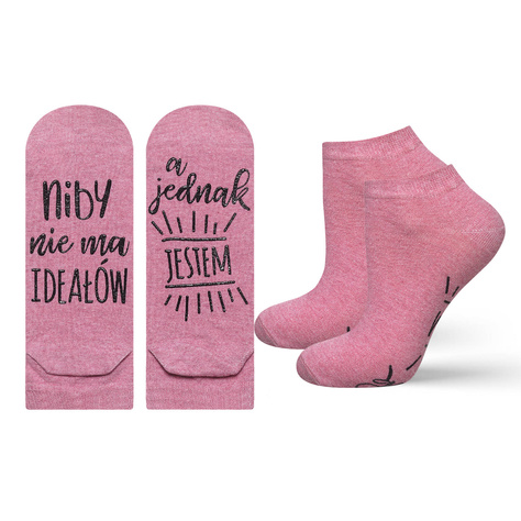 Pink SOXO women's socks with Polish inscriptions funny gift