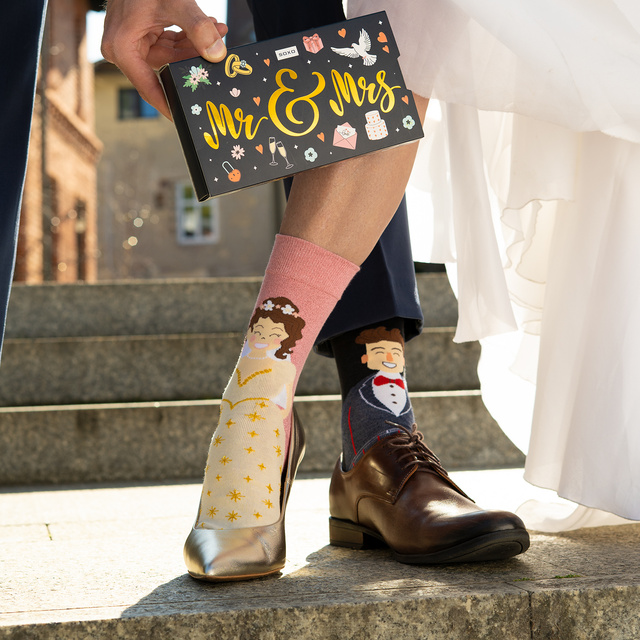 Set of 2x men's women's socks husband and wife in packaging