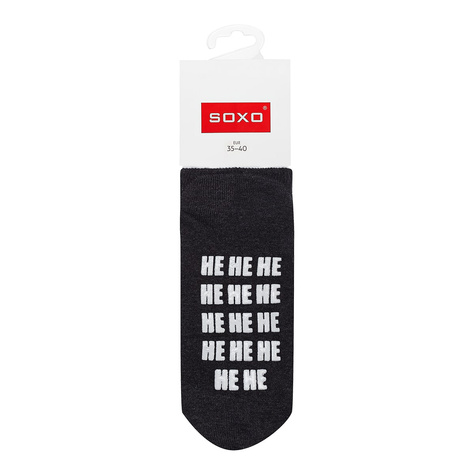 Dark women's long SOXO socks with funny gift inscriptions