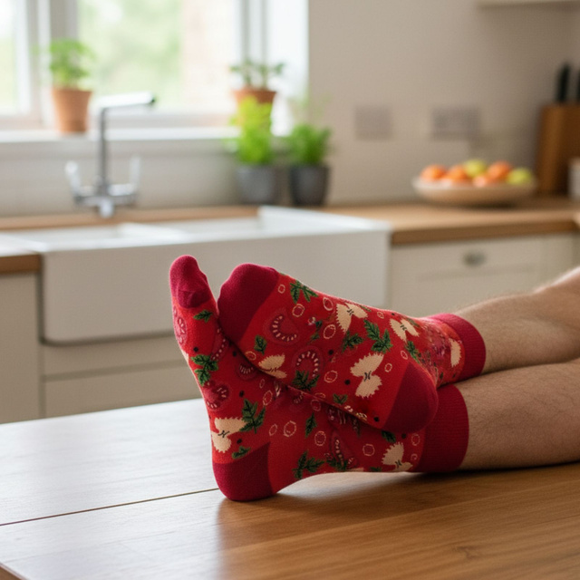 Tomato Soup Socks in a Jar