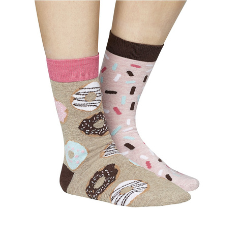 Set of 3x Colorful SOXO women's socks mismatched funny pizza