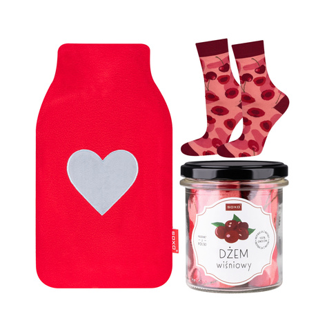 Red hot water bottle and socks SOXO Valentine's day