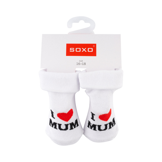 Set of 2x SOXO baby socks navy blue with inscriptions